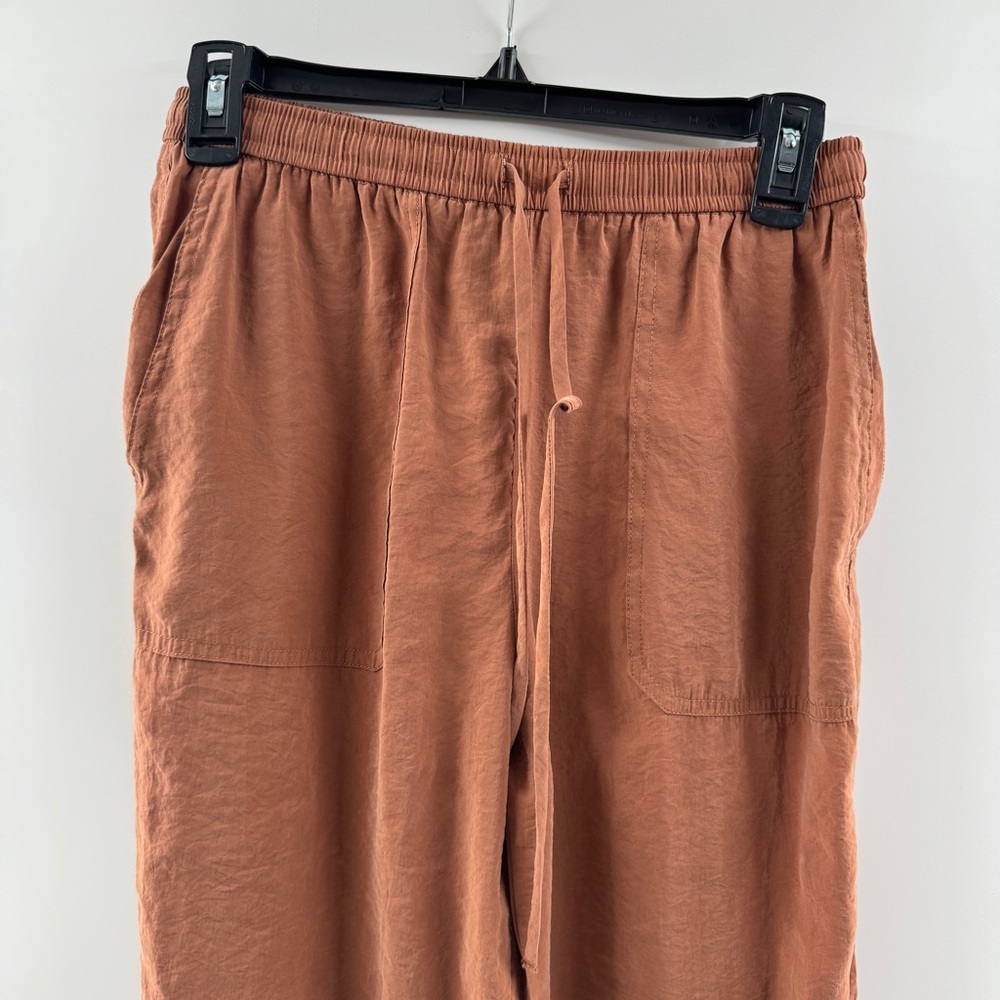 Zara Women’s Rust Drawstring Pants Loose Fit Faux Pocket Detail Size XS - Picture 3 of 8
